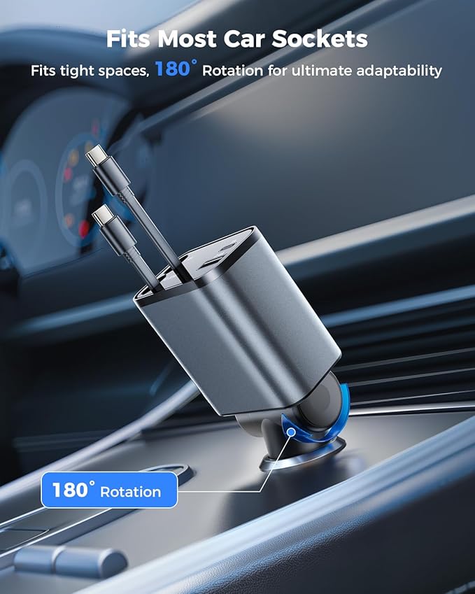 4 in 1 Retractable Car Charger, SUPERONE Smaller Fast Car Phone Charger 69W - Image 7