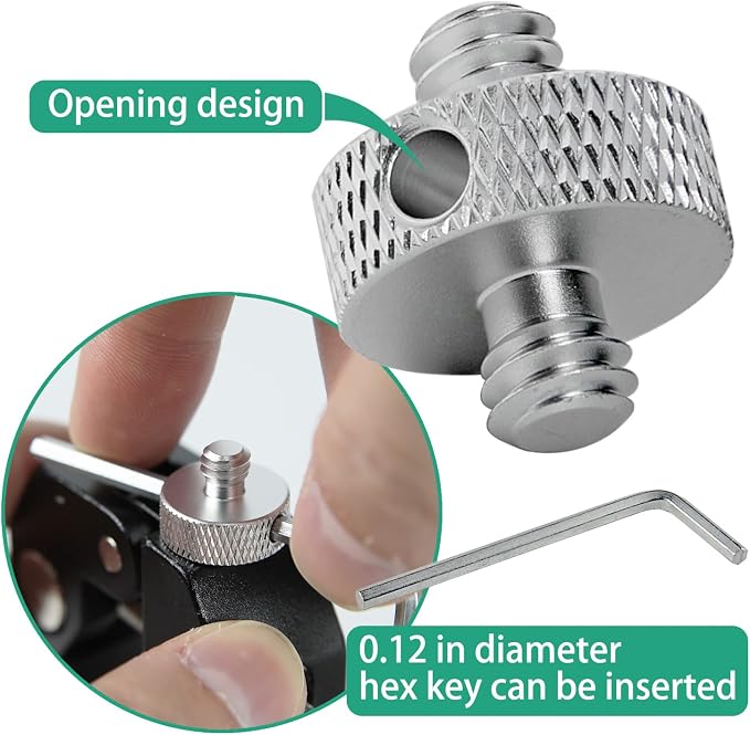 Camera Mount Screw 1/4" Male to 1/4" Male & 1/4" to 3/8" Tripod Screw Adapter - Image 3