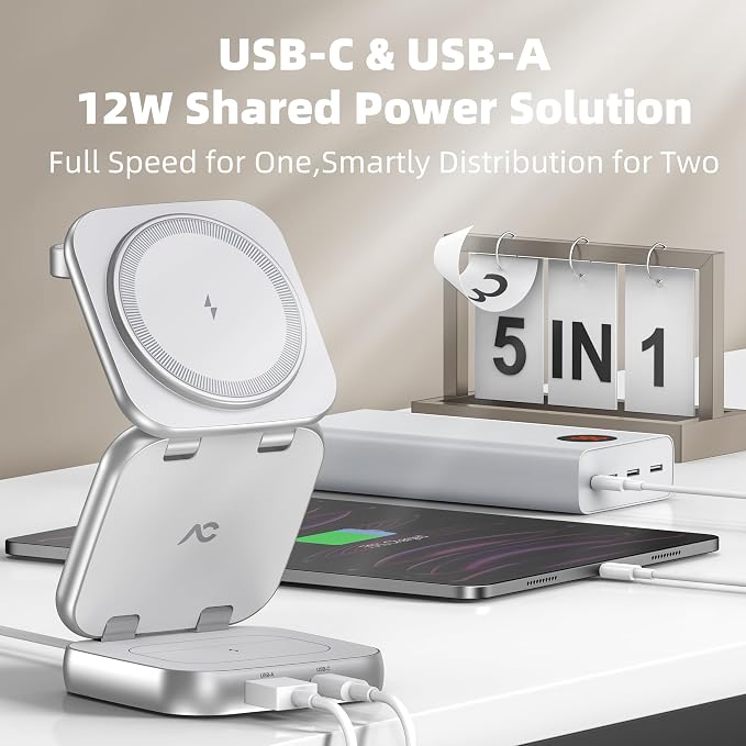 5-in-1 Wireless Charger for MagSafe, AC ISLAND Portable Travel Charging Station - Image 3
