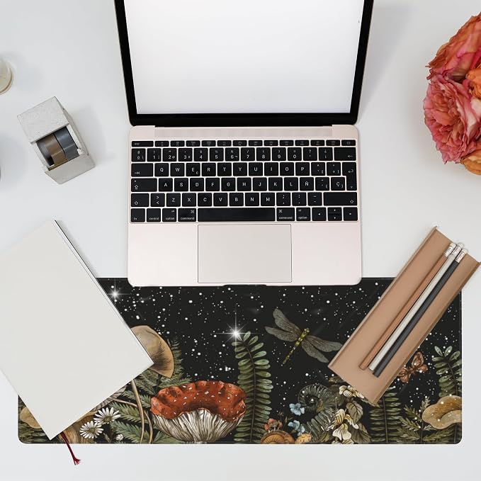 Large Gaming Mouse Pad for Desk, Cute Forest Mushroom Desk Mat, Starry Night - Image 7