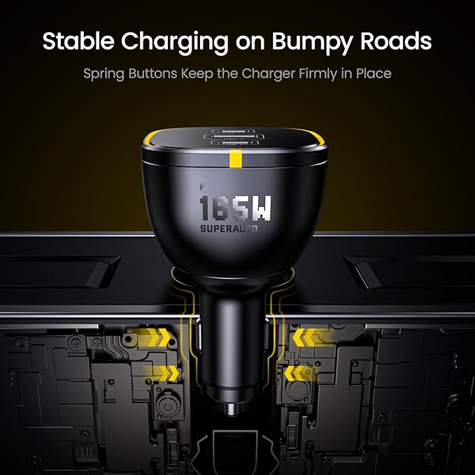 AOHI 165W Laptop Car Charger Adapter 140W PD 3.1/ 100W PD 3.0 USB C Super Fast - Image 8