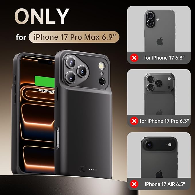 Battery Case for iPhone 17 Pro Max, Charging Case Charger 8500mAh Ultra-Slim - Image 2