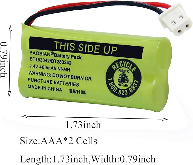 BT183342/BT283342 2.4V 400mAh Ni-MH BT166342/BT266342 BT162342/BT262342 - Image 2