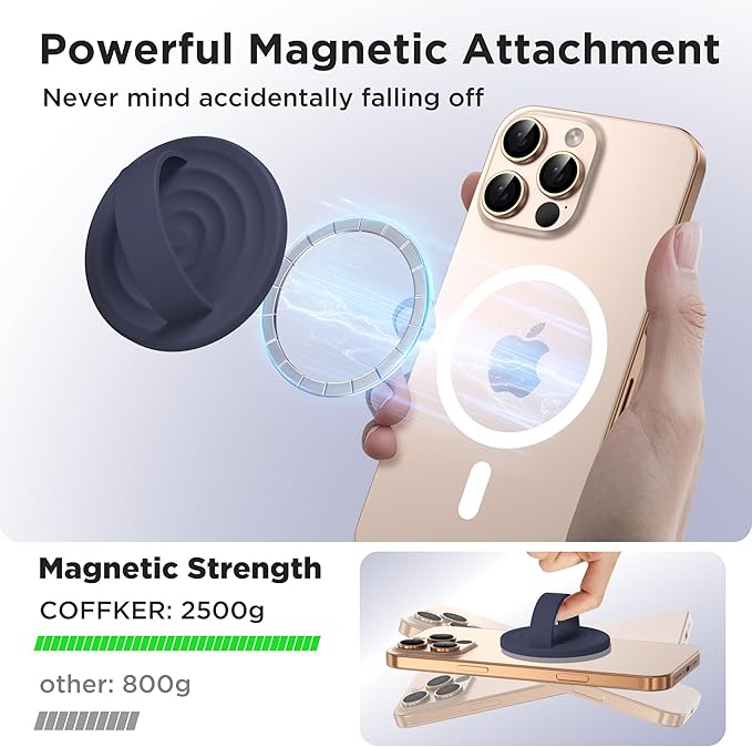 Magnetic Phone Ring Grip Holder, Silicone Finger Loop Grip, Compatible - Image 3