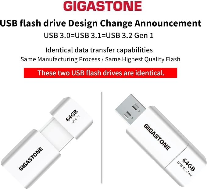 GIGASTONE 64GB Flash Drive Z60 USB 3.2 Gen 1, 100MB/s Ultra Fast, Retractable - Image 2