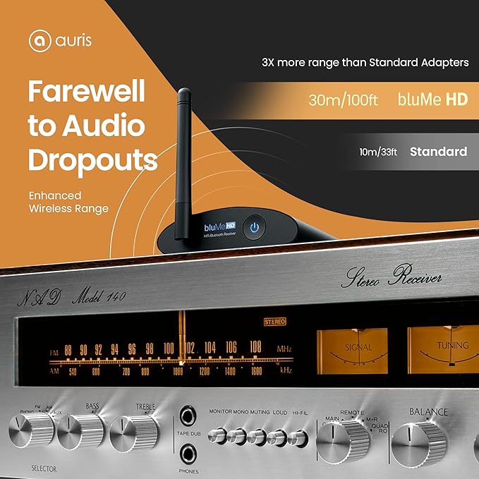 Auris Blume HD Long Range Bluetooth 5.3 Music Receiver Hi-Fi Audio Adapter - Image 4