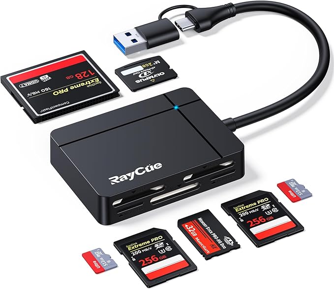 RayCue USB C USB3.0 Multi SD Card Reader, 7 in1 Memory Card Reader by RayCue