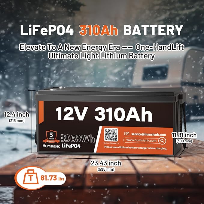 12V 310Ah LiFePO4 Lithium Battery – Max. 3968Wh Solar/RV/Off-Grid Power - Image 7