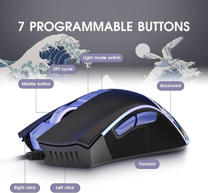 HITIME XVX Wired Gaming Mouse, 12000 DPI RGB Mouse - Image 6