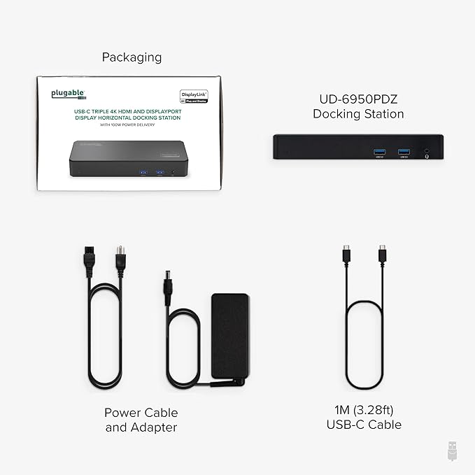 Plugable 12-in-1 USB C Triple Monitor Docking Station, Triple 4K Displays - Image 7