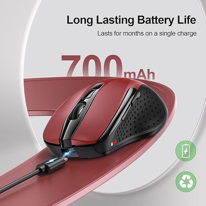 TECKNET Wireless Mouse Rechargeable 4800 DPI Silent USB A & Bluetooth Mouse 6 - Image 3