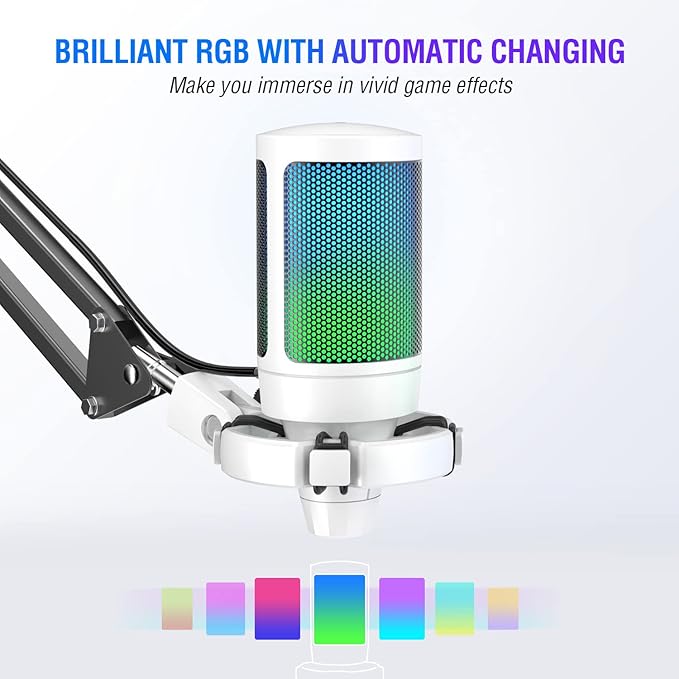 FIFINE Streaming Gaming USB Microphone Kit, PC Condenser RGB Mic Compatible - Image 3