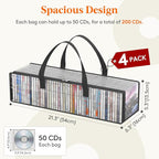 Lifewit CD Storage Bags, Front Window Zipper Design, Stackable Media Organizer - Image 2