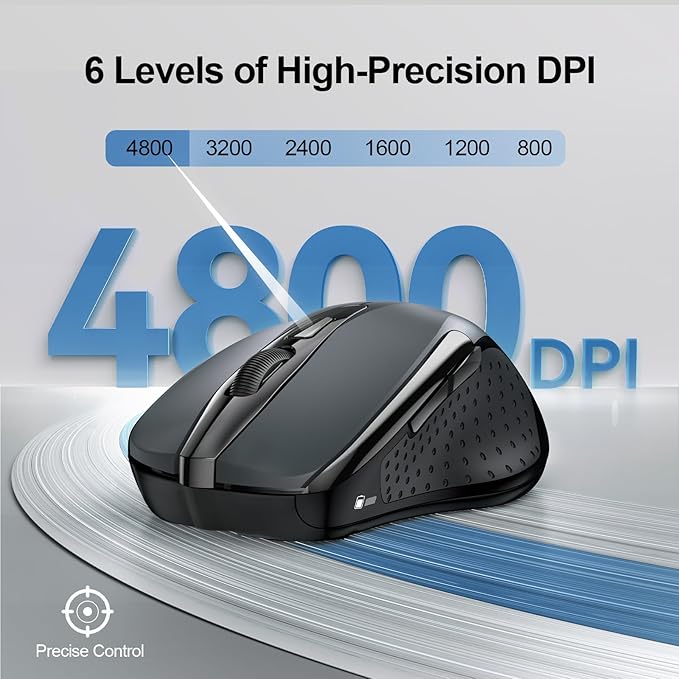 TECKNET Wireless Mouse Silent 4800 DPI Computer USB A & Bluetooth Mouse 6 - Image 4