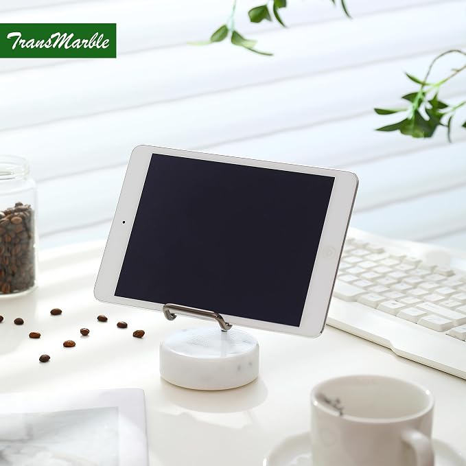 Marble Phone Stand with Metal Holder, Charging Available While Using, Swipe Up - Image 3
