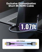 Highwings Extra Short 8K HDMI Cable 1.07ft Total Length, 0.71ft Cable Length - Image 3