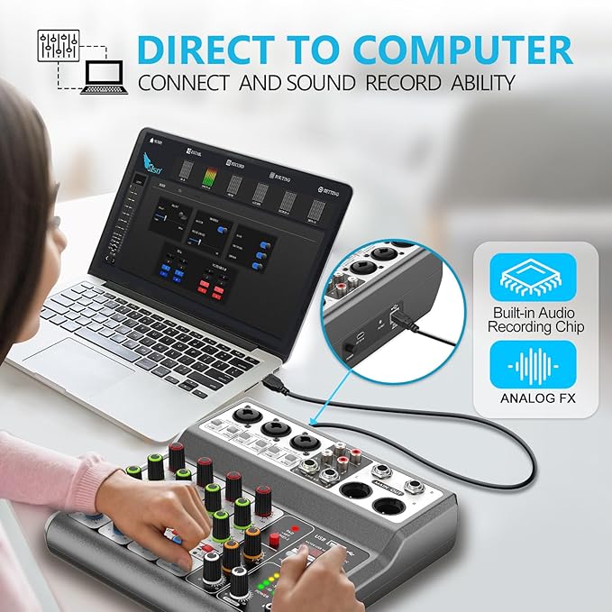 Aveek Professional Audio Mixer, Sound Board Mixing Console - Image 3