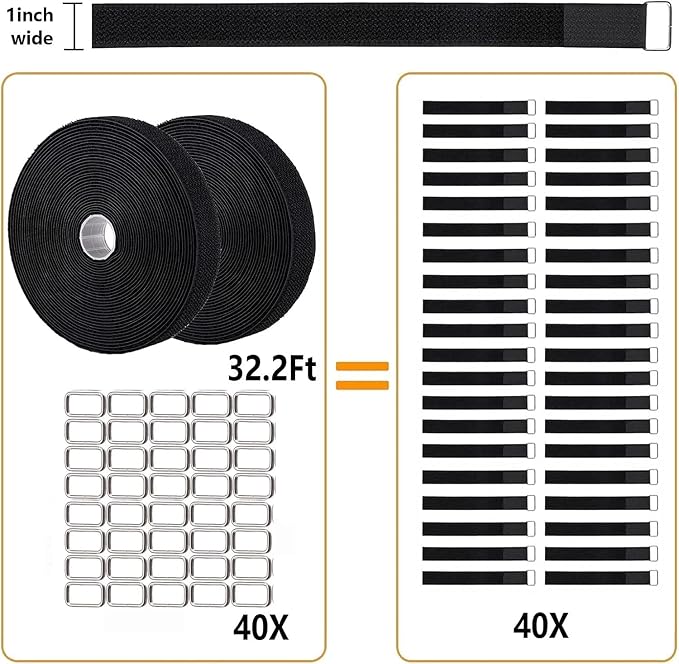 2 Rolls 32.2ft 1 Inch Wide Cable Ties, Jumpso Adjustable Fastening Zip Ties - Image 3