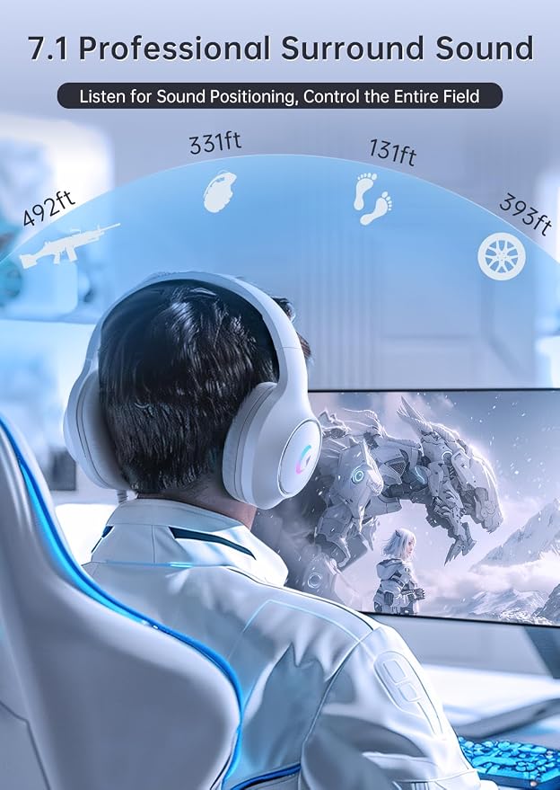 CM7002 Gaming Headset for PS5, Xbox Series, Surround Sound RGB Gaming Headphones - Image 2