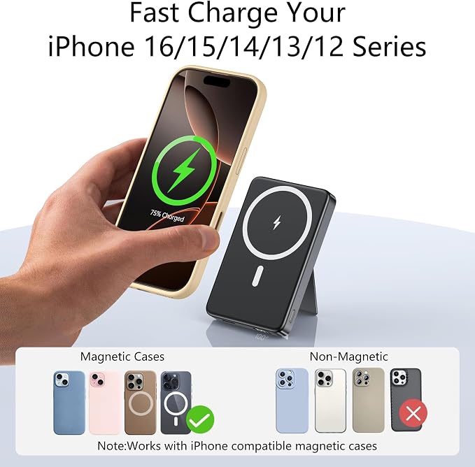 YUJE for Magsafe Battery Pack Magnetic Power Bank 10000mAh, Wireless Portable - Image 6