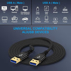 USB to USB Cable, 3 Pack 6 FT USB3.0 A to A Cable Male to Male USBCable Double - Image 5