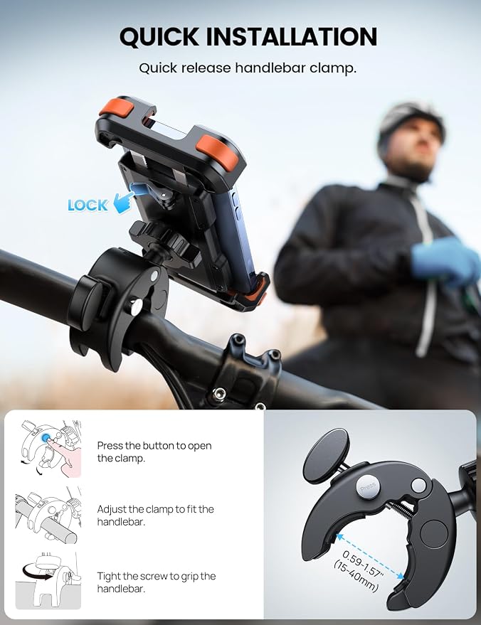 Lamicall Motorcycle Phone Mount, Bike Phone Holder - Image 4