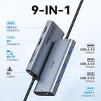 Docking Station VVB USB C Adapter, 9 in 1 Triple Display USB C Hub Multiport - Image 2