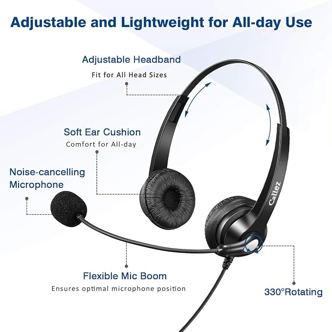 USB Headset with Microphone Noise Cancelling & Audio Controls, Stereo Computer - Image 3