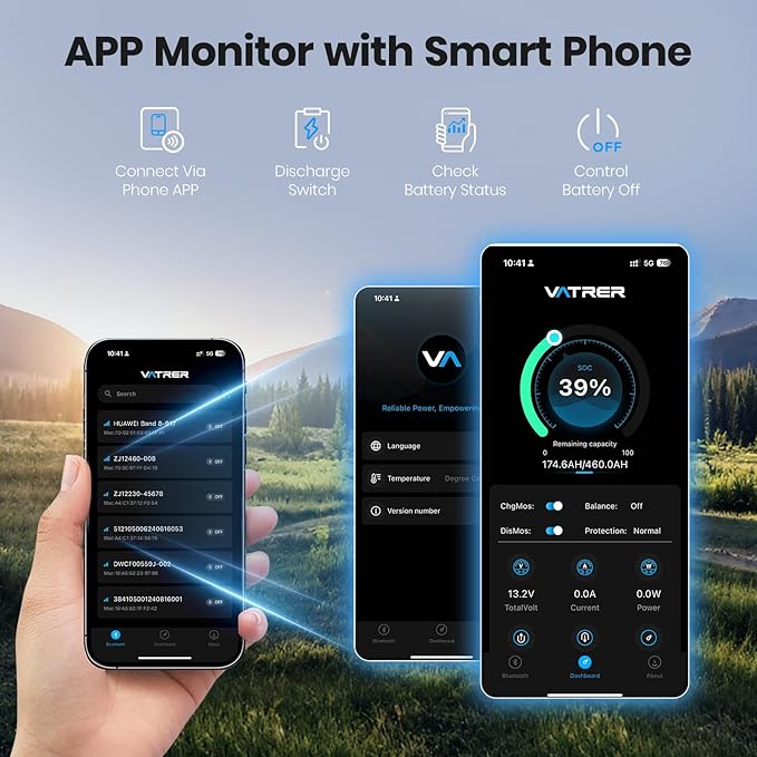 12.8V 460Ah Low Temp Cutoff LiFePO4 RV Battery, APP Monitoring, Built-in 300A - Image 5