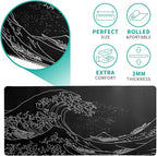 Japanese Gaming Mouse Pad Abstract Black Mouse Pad 31.5x11.8 Inch Black Sea - Image 5