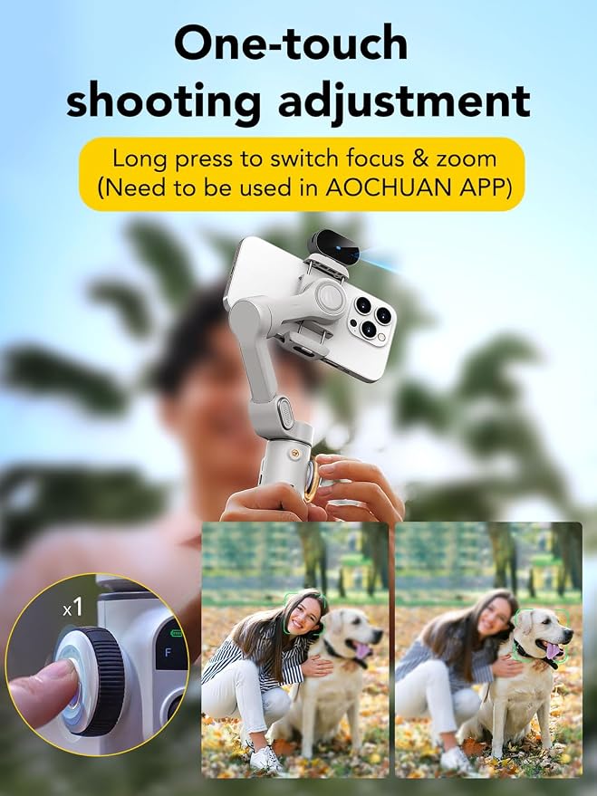Gimbal Stabilizer for Smartphone, NO APP Tracking, 20CM Extension Rod, Face & - Image 4