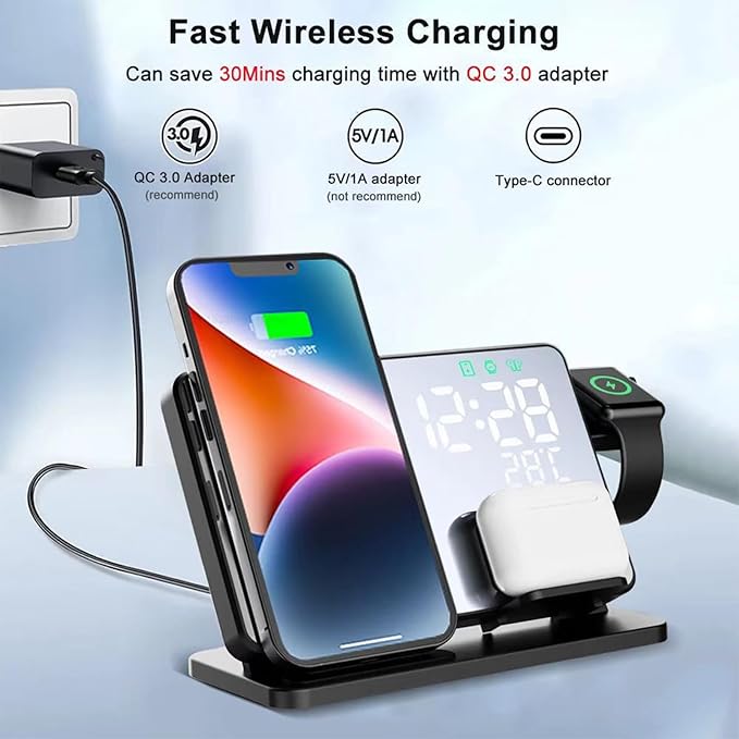 All-in-one Wireless Charger, Temperature Display, 15W Fast Charging.Wirelessly - Image 3
