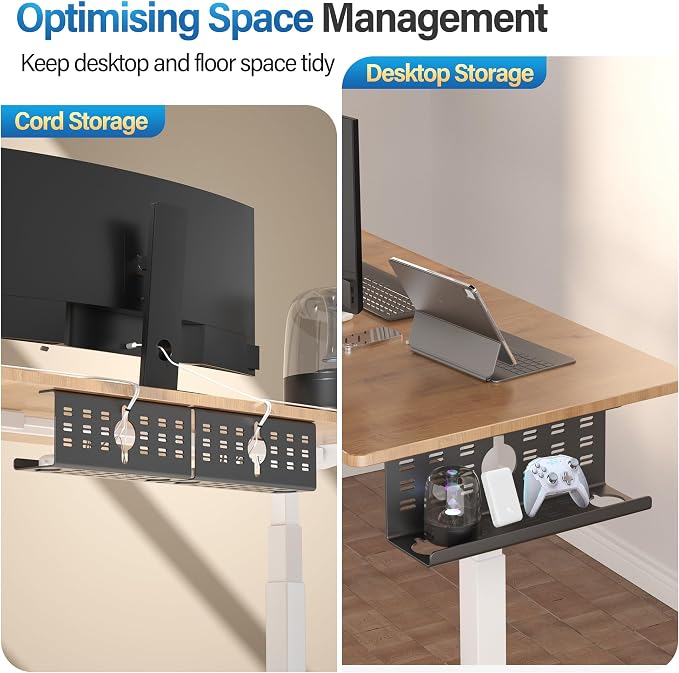 2 Pack Cable Management Under Desk Black, Cinati 32" Large Cable Management Tray - Image 6