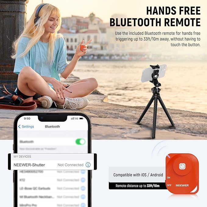 NEEWER Flexible Tripod with Remote, Mini Camera Phone Tripod Stand with Hidden - Image 3