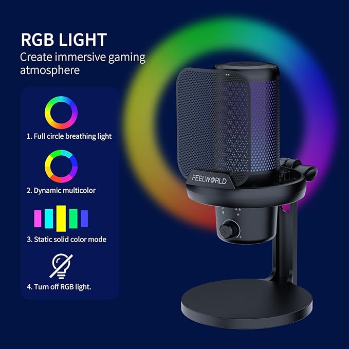 FEELWORLD VM1 Gaming PC USB Microphone Condenser Mic - Image 4