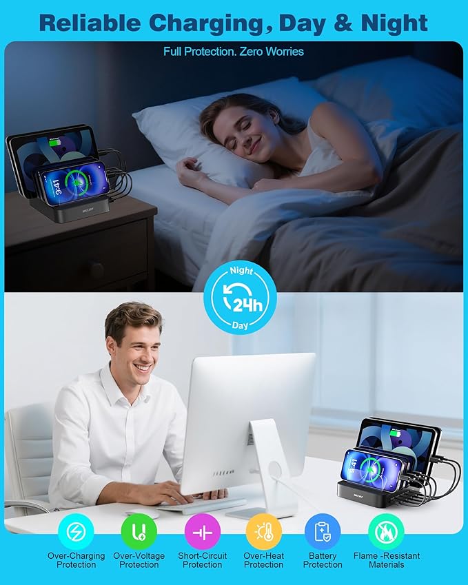 MSTJRY Charging Station for Multiple Devices : 5 Port Multi USB-A Charger - Image 4
