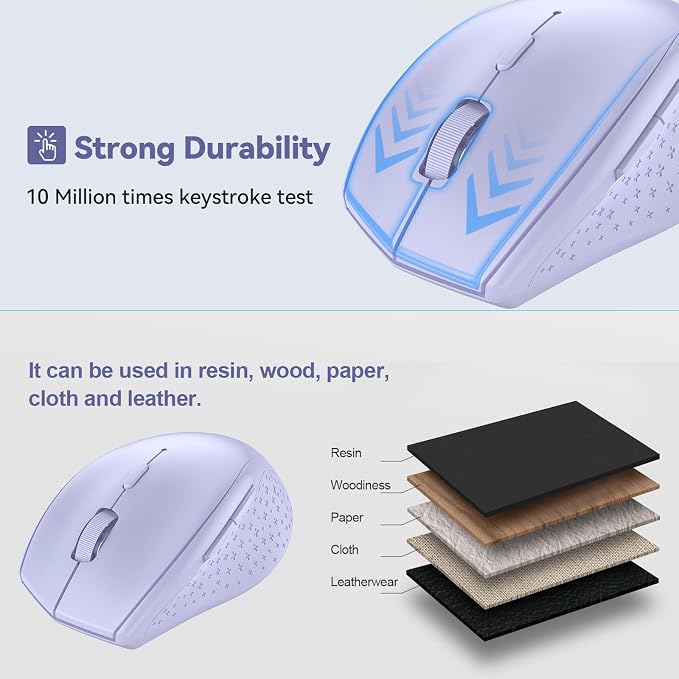 TECKNET Bluetooth Mouse, 4800 DPI Wireless Mouse, 2-Year Battery 6 Adjustable - Image 5