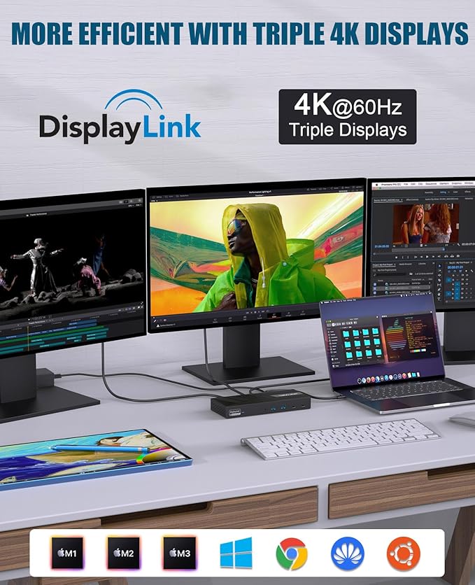 WAVLINK USB-C Triple Monitor Docking Station, 3 * 4K@60Hz - Image 3