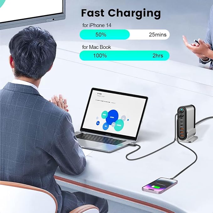 USB C Fast Charger : Fast Charging Station : 285W-8 Port Desktop Multiple - Image 4