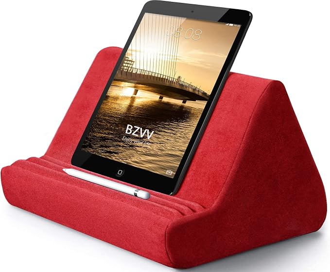 Soft Tablet Stand Pillow with Pocket, Adjustable 3 Viewing Angle, Lazy Holder by EasyandComfortableLife