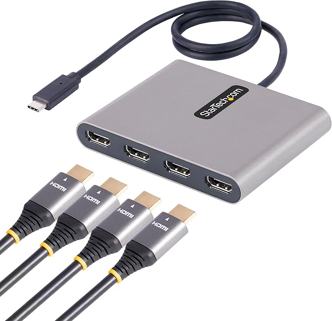 StarTech.com USB C to Quad HDMI Adapter, USB-C to 4x HDMI Monitor Converter by StarTech