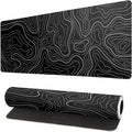 Topographic Contour Black Gaming Mouse Pad XL Geographic Map Lines Extended Big by Siski