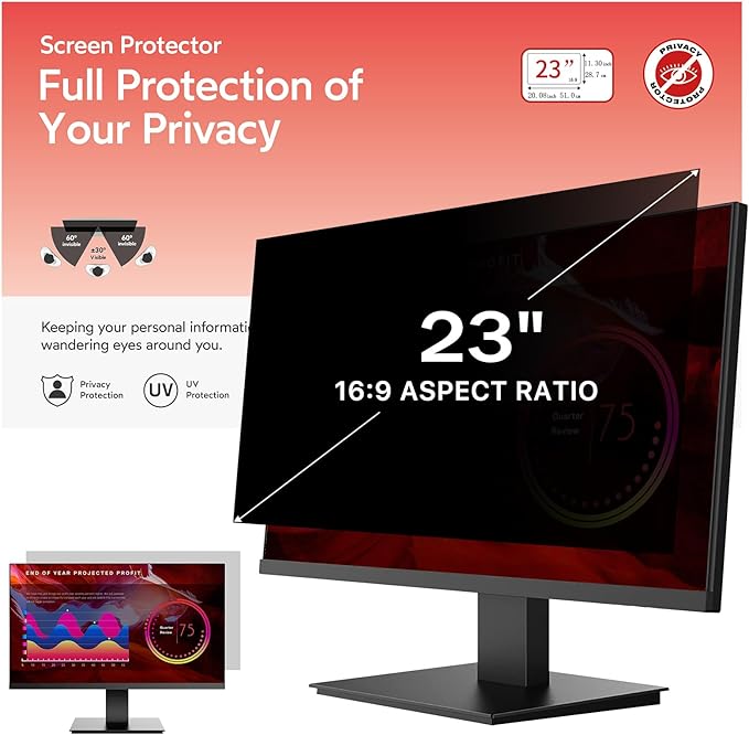 BERSEM 23 Inch Monitor Computer Privacy Screen Filter by BERSEM