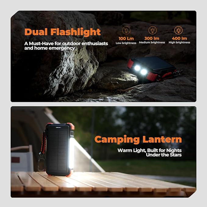 BLAVOR Solar Power Bank 20000mAh Built-in Cables, Wireless Charger - Image 5