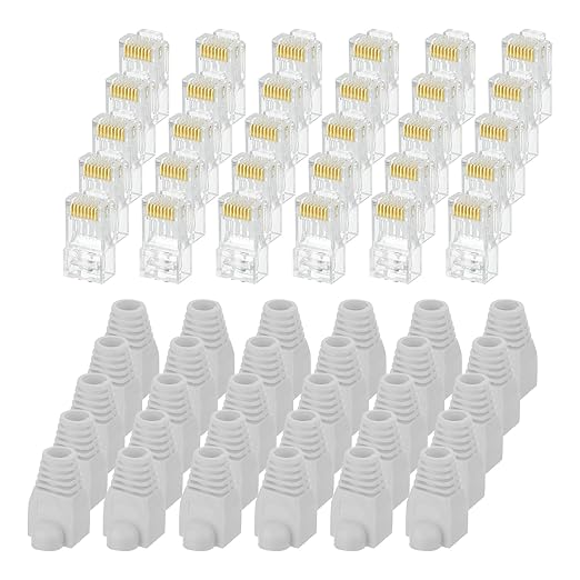 MECCANIXITY 30pcs Cat6 RJ45 Pass Through Connectors, RJ45 Connector 8P8C Gold by MECCANIXITY