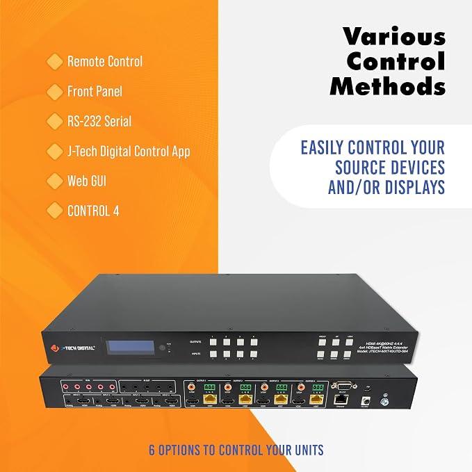J-Tech Digital HDBaseT 4x4 Matrix Extender Switcher Supports HDMI2.0 HDCP2.2 - Image 4