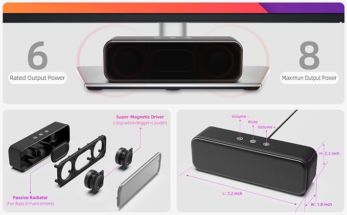 Computer Speakers for Desktop PC Laptop, USB Plug-in, External Speakers for - Image 4