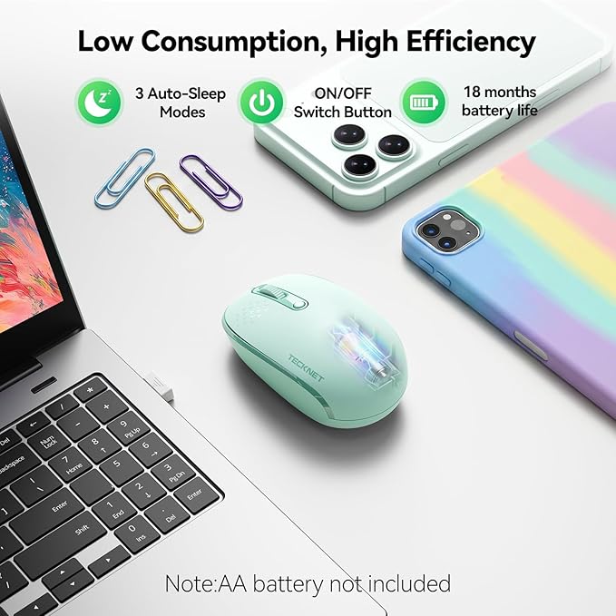 TECKNET Wireless Mouse for Laptop, 2.4G Quiet Computer Mouse - Image 5