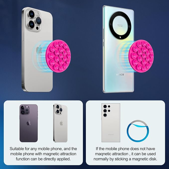 Silicone Suction Cup Phone Mount, Magnetic Suction Phone Case Stand, Mirror - Image 2