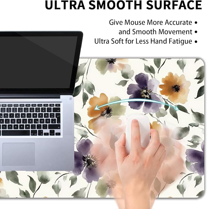 Watercolor Floral Large Mouse Pad, Gaming Keyboard Desk Pad, Extended Mouse Mat - Image 5